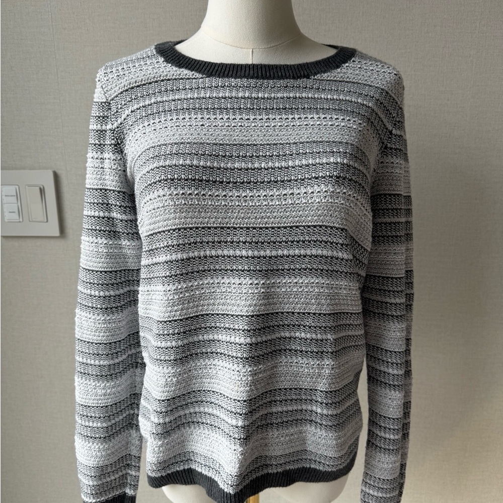 Tommy Hilfiger Gray & Charcoal Striped Crewneck Sweater